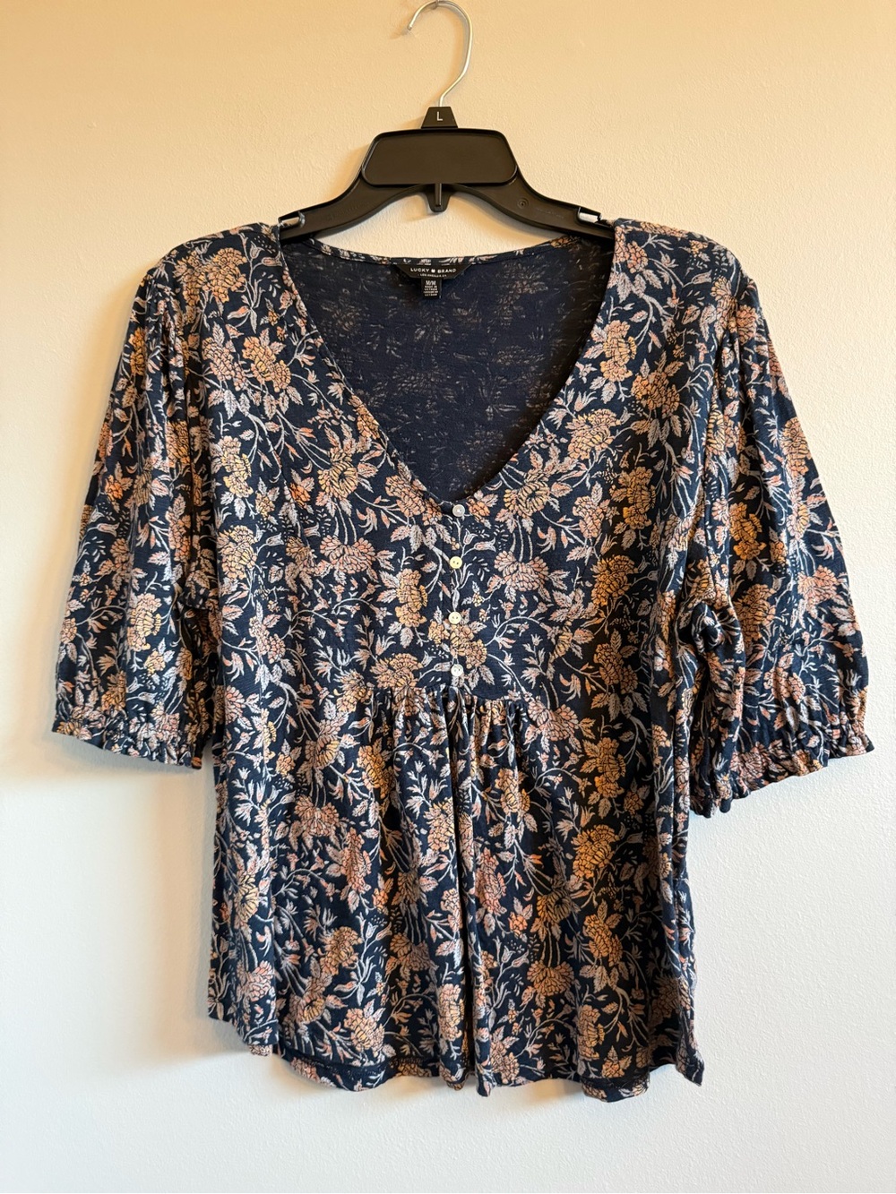Lucky Brand floral blouse, medium, VGUC